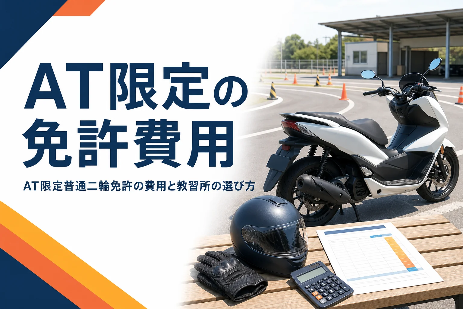 AT限定普通二輪免許の費用と、普通免許ありなしの違い、教習所の選び方を紹介する記事のアイキャッチ