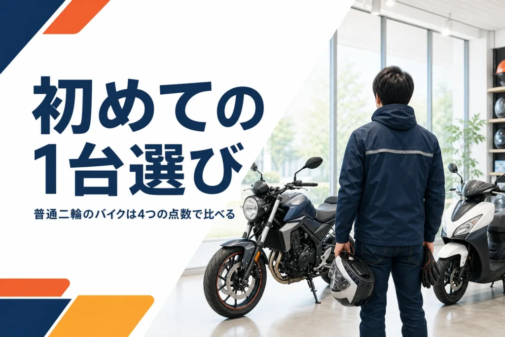 普通二輪のバイクの選び方と初めての1台で見るポイントを紹介する記事のアイキャッチ