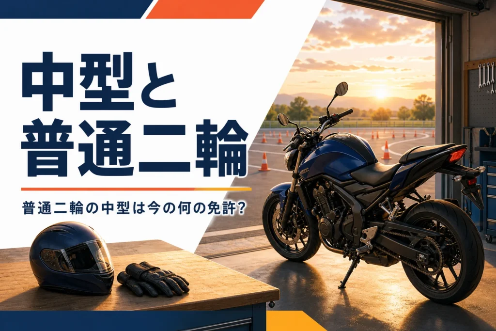 普通二輪と中型の関係を紹介する記事のアイキャッチ