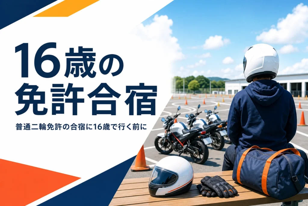 16歳・高校生が普通二輪免許の合宿に行く時の注意点を紹介する記事のアイキャッチ