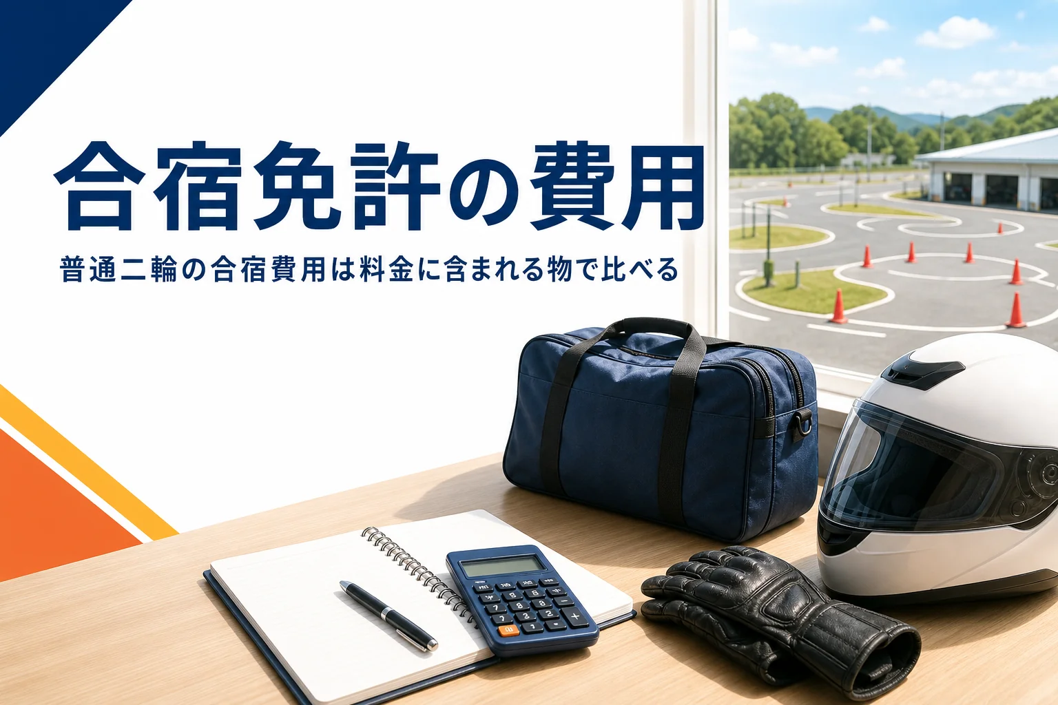 普通二輪免許の合宿費用と、安い時期、料金に含まれる物を紹介する記事のアイキャッチ
