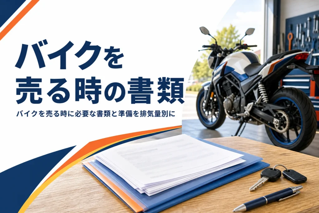 バイクを売る時に必要な書類と準備を排気量帯ごとに紹介する記事のアイキャッチ