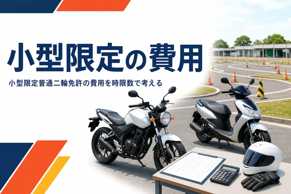 小型限定普通二輪免許の費用と教習時限、安く取る考え方を紹介する記事のアイキャッチ