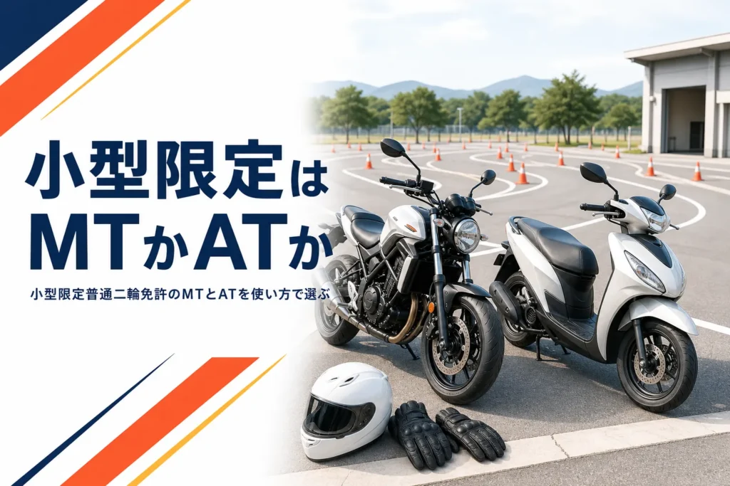 小型限定普通二輪免許のMTとATのどちらを取るかを、125ccの使い方で選ぶ記事のアイキャッチ