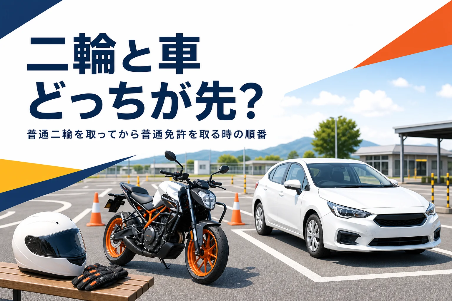 普通二輪を取ってから普通免許を取る時に短くなる所と、取る順番の考え方を紹介する記事のアイキャッチ