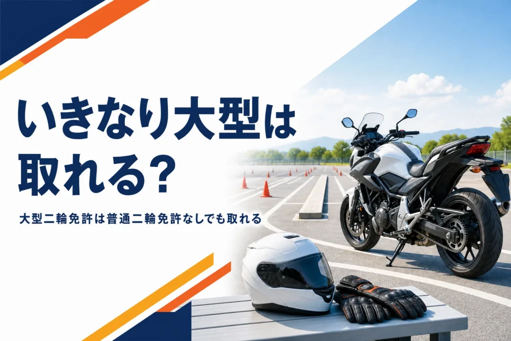 普通二輪免許なしで大型二輪免許を取る方法と、いきなり大型・セット教習を比べる記事のアイキャッチ