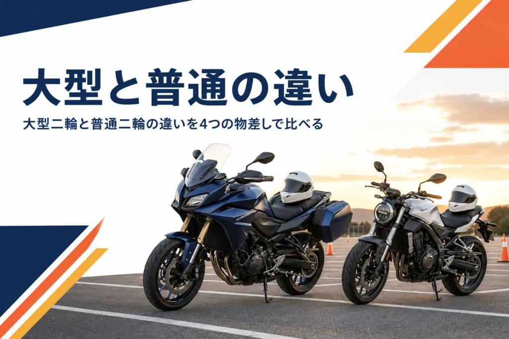 大型二輪と普通二輪の違いを、乗れる排気量・年齢・教習・維持費で比べる記事のアイキャッチ