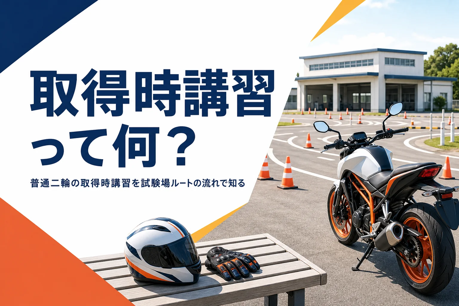 普通二輪の取得時講習を、試験場で直接受験するルートの流れで紹介する記事のアイキャッチ
